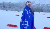 Banned Belarusian skier flees country