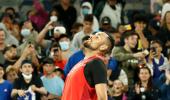 Showman Kyrgios goes from sick-bed to second round