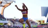 PICS: Rojas, Barshim win third straight World titles