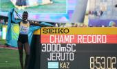 PICS: Kazakhstan's Jeruto roars to steeplechase gold