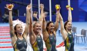 PIX: Ledecky takes record but Aus win 4x200 freestyle