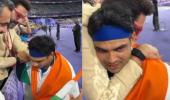 Abhishek Bachchan Hugs Neeraj Chopra