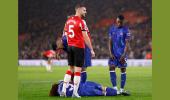 EPL: Player sent off for pulling Cucurella's hair!