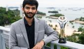 Gukesh's First Look at the World Championship Trophy