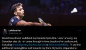 Sen forced to pull out of Canada Open with visa issues