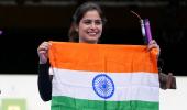 Manu Bhaker's National Anthem Tribute