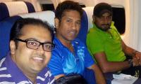 Spotted: Tendulkar and Harbhajan on the flight