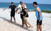 Team India Play Volleyball In Barbados