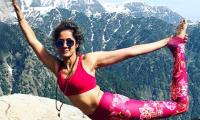 Pics: Vidya Malavade attempts yoga on mountain top