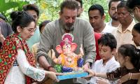 Sanjay Dutt, family bid adieu to Lord Ganesha