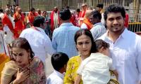 Rajinikanth's Daughters Visit Tirumala Temple