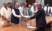 VP poll: Flanked by Modi, NDA candidate files nomination