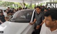 SEE: Eknath Shinde takes a Tesla test drive