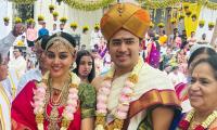 PIX: BJP MP Tejasvi Surya marries Carnatic singer