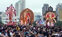 Thousands throng seafront for immersion of Mumbai's Lalbaugcha Raja