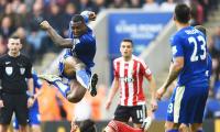 EPL PHOTOS: Morgan's header puts Leicester seven clear at the top