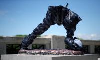 PHOTOS: Lionel Messi statue in Buenos Aires broken in two