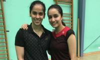 Saina teaches Shraddha badminton!