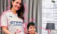 PIX: Kareena, Taimur cheer for their fav team