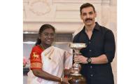 PIX: Durand champs NEUFC honoured by President Murmu