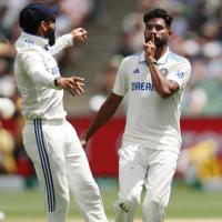 Mohammed Siraj celebrates