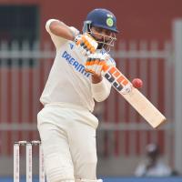 Ravindra Jadeja plays the pull shot.