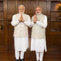 Modi with his wax work at Madame Tussauds