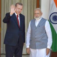 Modi with Erdogan. File pic