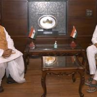 Rajasthan Governor Kalraj Mishra and CM Ashok Gehlot (right)