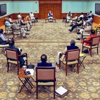Social distancing during a union cabinet meeting on March 25