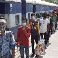 Migrants head home in a Shramik train