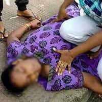 A victim lies unconscious on the road in Vizag