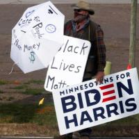 A supporter of Joe Biden in Duluth, Minnesota.