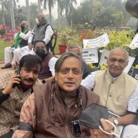 Shashi Tharoor in solidarity with MPs last week