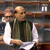 Defence Minister Rajnath Singh in the LS