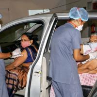 A drive-in vaccine facility in Nagpur