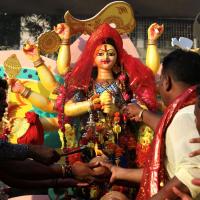 Devotees pray to Ma Durga in Dhaka
