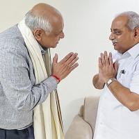 CM Bhupendra Patel with ex-dpy CM Nitin Patel