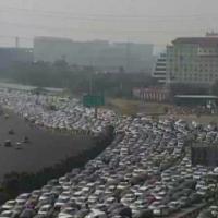 A mega traffic snarl seen at Gurugram-Delhi border