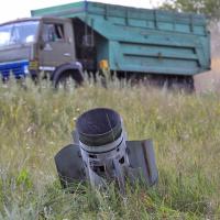 A truck loaded with wheat in Kharkiv