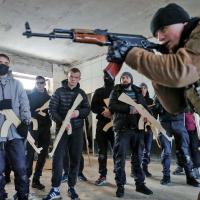 Ukranian civilians get ready for battle