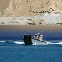 An Indian army boat at Pangong Tso