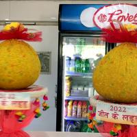 The winner gets these giant laddoos