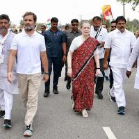 Sonia Gandhi at the Yatra in October