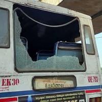 A vandalised KSRTC bus during PFI hartal in Kerala/ANI