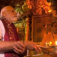 Prime Minister Narendra Modi offering prayers at Ambaji temple