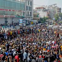 Protest against murder of Karni Sena chief Sukhdev Singh Gogamedi, in Jaipur.