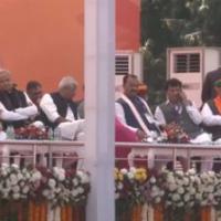 (Left) Shekhawat and Gehlot at the swearing-in
