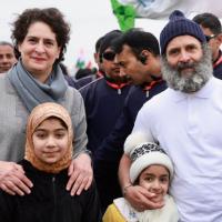 Rahul Gandhi and Priyanka Vadra in Kashmir during the BJY