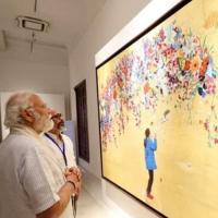 Narendra Modi at the Jana Shakt exhibition based on his 'Mann ki Baat' radio show